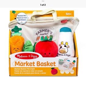 Melissa & Doug Farmer's Market Basket Fill and Spill Sensory Plush Toy Set NIB